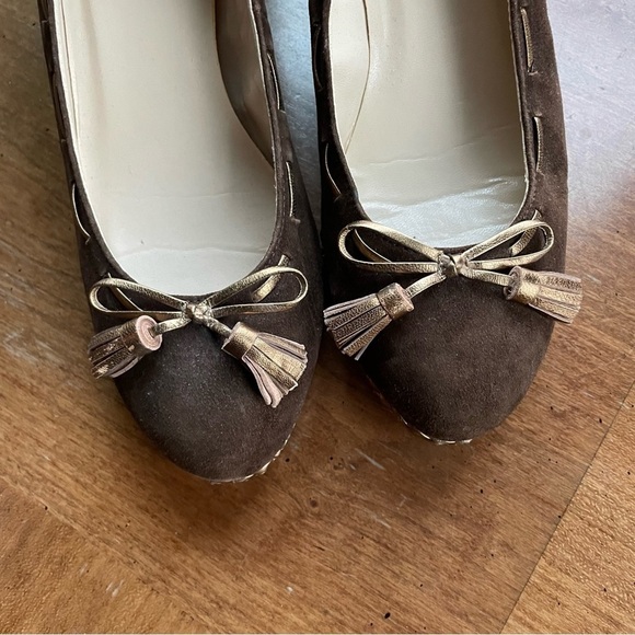 Lauren Ralph Lauren Brown Suede Wedge Heels Cambree - Picture 9 of 10